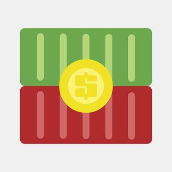 icono envase costos exportar importar elementos. icono en plano estilo. vector