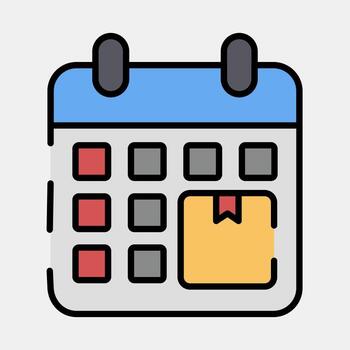 icono entrega cronograma. exportar importar elementos. icono en lleno línea estilo. vector