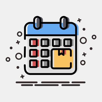 icono entrega cronograma. exportar importar elementos. icono en mbe estilo. vector