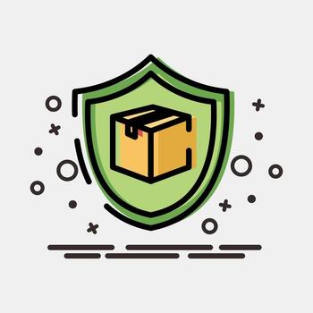 Icon package protection. Export import elements. Icon in MBE style. vector