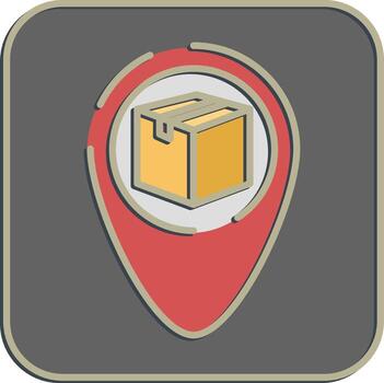 Icon delivery map location. Export import elements. Icon in embossed style. vector