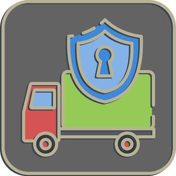 Icon delivery protection. Export import elements. Icon in embossed style. vector