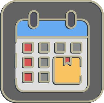 icono entrega cronograma. exportar importar elementos. icono en en relieve estilo. vector