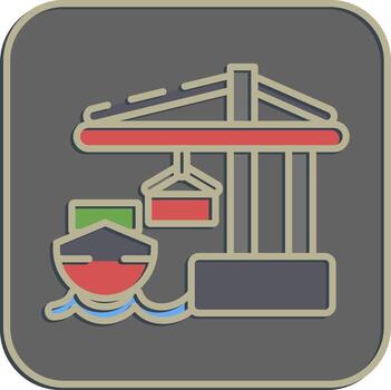 Icon sea port. Export import elements. Icon in embossed style. vector