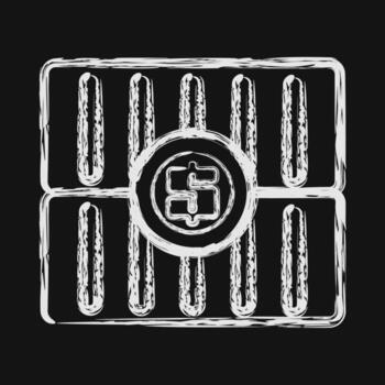 Icon container costs. Export import elements. Icon in chalk style. vector