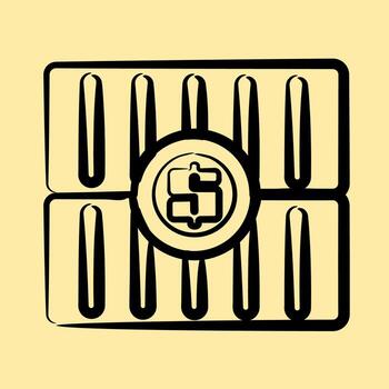 Icon container costs. Export import elements. Icon in hand drawn style. vector