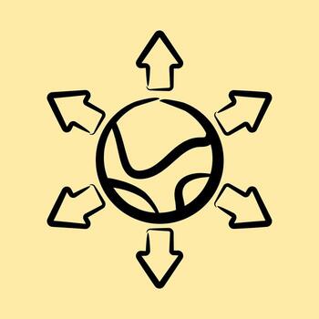 Icon export. Export import elements. Icon in hand drawn style. vector