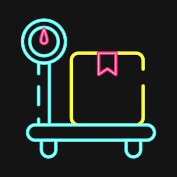 icono ponderación. exportar importar elementos. icono en neón estilo. vector