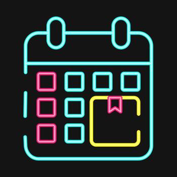 Icon delivery schedule. Export import elements. Icon in neon style. vector