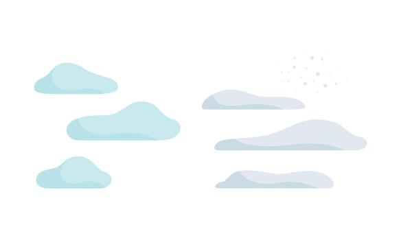 Fluffy Shaped Clouds Scudding Across Sky as Landscape Constructor Element Set vector