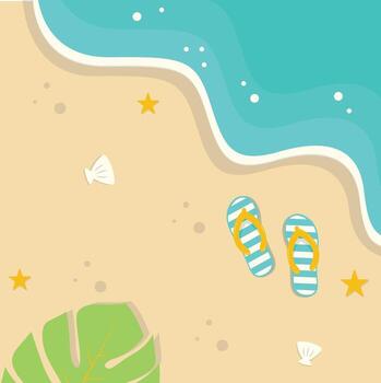 Top View Beach Background with Flat Style vector