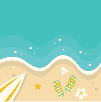 Top View Beach Background with Cartoon Style. vector