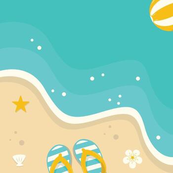 Top View Beach Background with Flat Cartoon Style vector