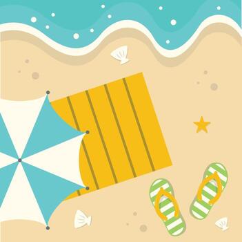 Top View Beach Background with Cartoon Design vector