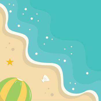 Top View Beach Background in Flat Cartoon Style. vector