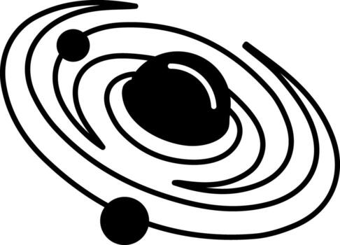 A sketchy style icon showing a galaxy vector