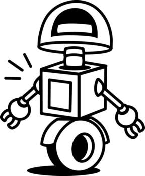 A doodle style icon showing a robot vector