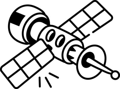 A sketchy style icon showing satellite communication vector
