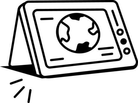 A sketchy style icon showing a digital tablet vector