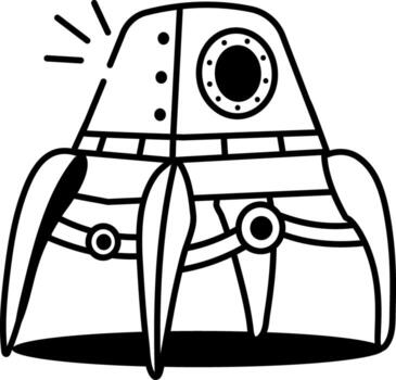 A doodle style icon showing a spider robot vector