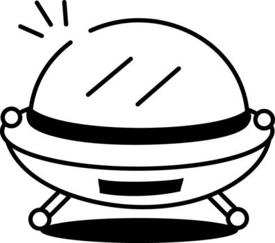 A hand drawn style icon showing a spaceship landing vector