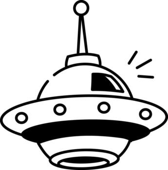 A sketchy style icon showing a ufo vector