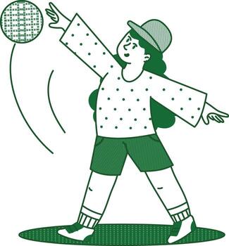 Sketchy style illustration showing a pickleball player vector
