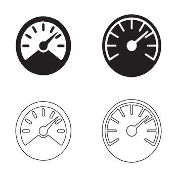 Complete dial indicator solid icons set vector
