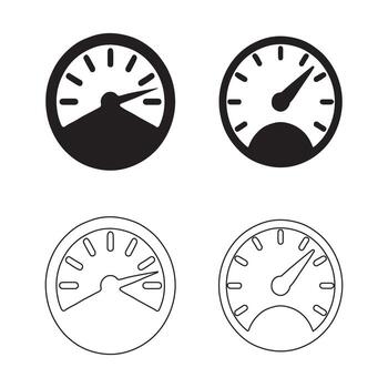 Collection of dial indicator solid tool icons vector