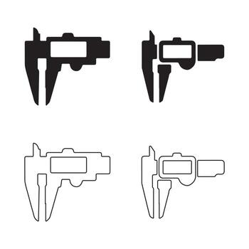 Compact digital caliper solid tool symbol vector
