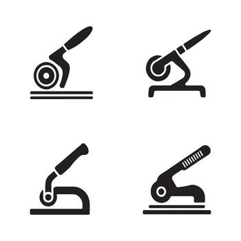 Complete ceramic tile cutter solid icon set vector
