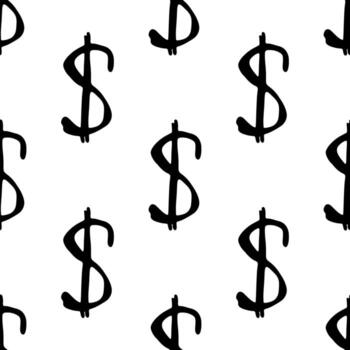 Seamless pattern with dollar currency symbol for decorative print, wrapping paper, greeting cards, wallpaper and fabric simple print vector