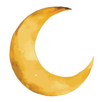 Crescent moon illustration with textured golden surface and subtle white spots vector