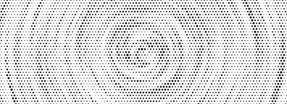 Black halftone concentric circle background. Rippled sound wave ring wallpaper. Dotted radial gradient texture. Rough rasterized backdrop for epicenter, target, radar signal, vibration concept vector
