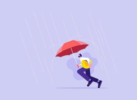 Man with umbrella in the rain vector