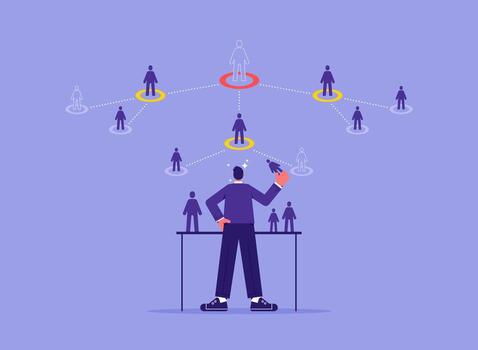 Person analyzing connection networks visually vector