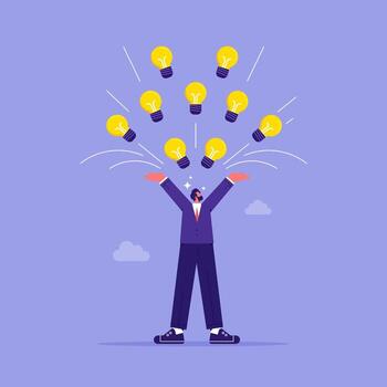 Man juggling light bulbs illustration vector