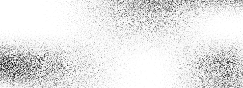 Black dotted grain gradient texture. Grunge sprayed noise background. Subtle stippled gritty sand overlay. Rough distressed dotwork backdrop with specks, dust, speckles. Grit particle wallpaper vector