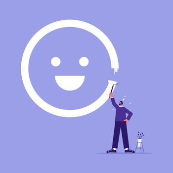 Person painting a smiley face vector