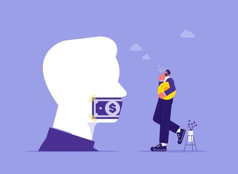 Illustration of money and person interactions vector