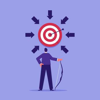 Businessman aiming at a target vector