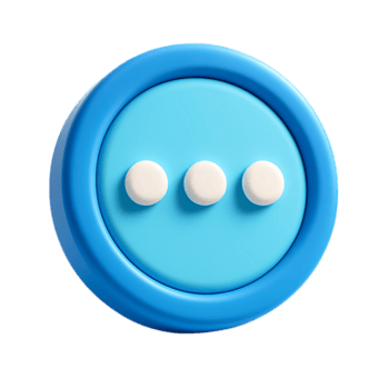 A 3d menu icon with three dots isolated on transparent background png