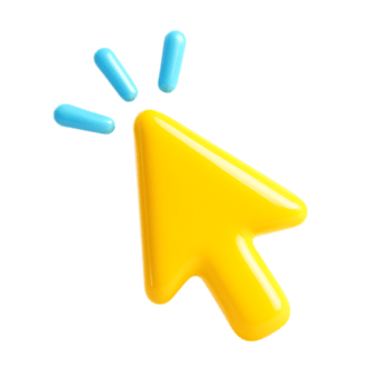 uma 3d render do uma amarelo cursor ícone isolado em transparente fundo png