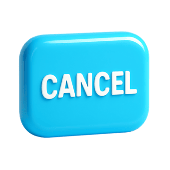 Blau rechteckig Taste mit das Wort stornieren, isoliert auf transparent Hintergrund png