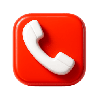 en röd fyrkant knapp med en vit telefon ikon, isolerat på transparent bakgrund png