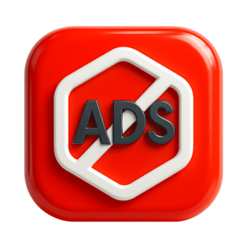 en röd fyrkant knapp med en vit sexhörning Nej annonser ikon, isolerat på transparent bakgrund png