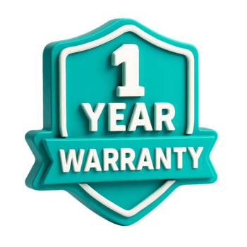 uma 3d Renderização do uma cerceta escudo ícone com 1 ano garantia fita isolado em transparente fundo png