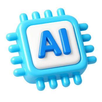 une 3d le rendu de une bleu ai ordinateur ébrécher, isolé sur transparent Contexte png