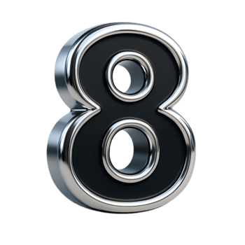 uma 3d Renderização do a número oito, isolado em transparente fundo png