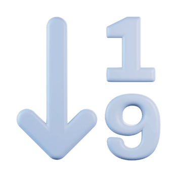 numerisk sortera nedåtgående 3d ikon png